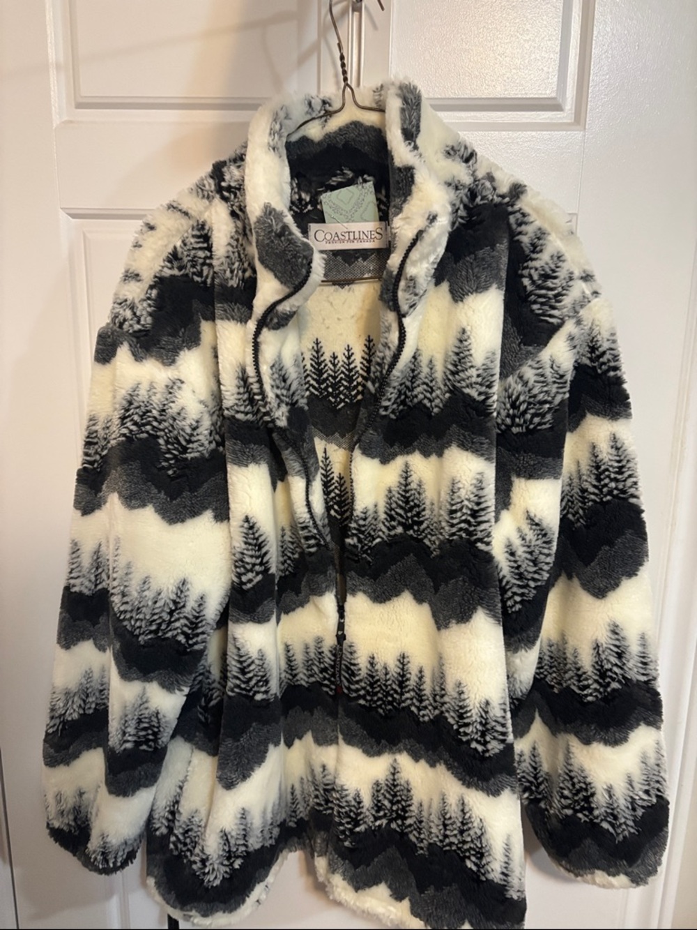 Black & White Teddy Zip-Up Jacket